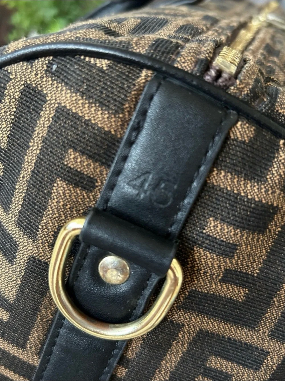 Fendi Brown Monogram Canvas Duffel with Black Trim